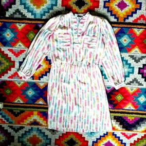 Vintage abstract stripe dress in pastel